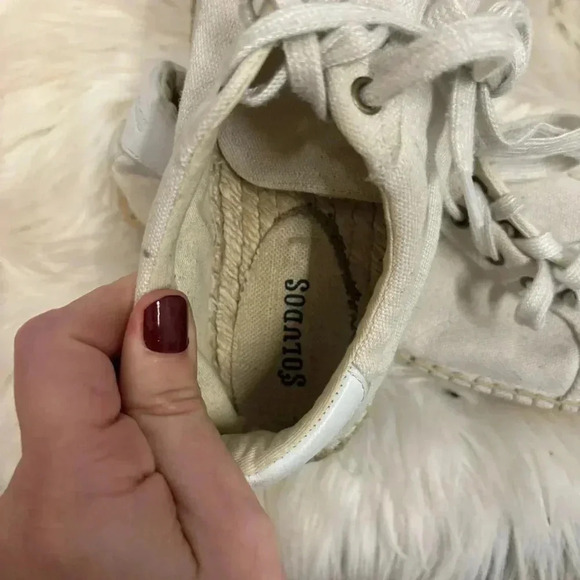 Soludos off white canvas espadrille platform tennis sneaker sz 10 sneakerdrille - Picture 5 of 7
